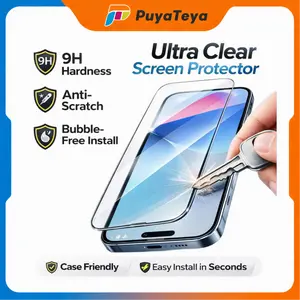 PuyaTeya [2 Pack] Tempered Glass Screen Protector for iPhone 15 Pro Max, 9H Hardness, 9H Shockproof Resistance, Ultra HD Cover, Fingerprint-Resistant, Bubble-Free Installation, Auto Dust Removal Kit, Case-Friendly Mobile Phone Protection Accessory outdoor