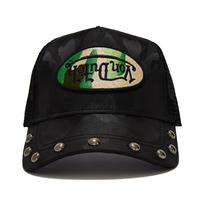 415 Black & Green Studded Trucker