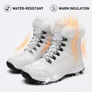 Lady's winter snow boots with anti-slip, water-resistant and warm properties for outdoor snow walking in the snow botas para mujer furry boots lace-up baggy  shoes Footwear