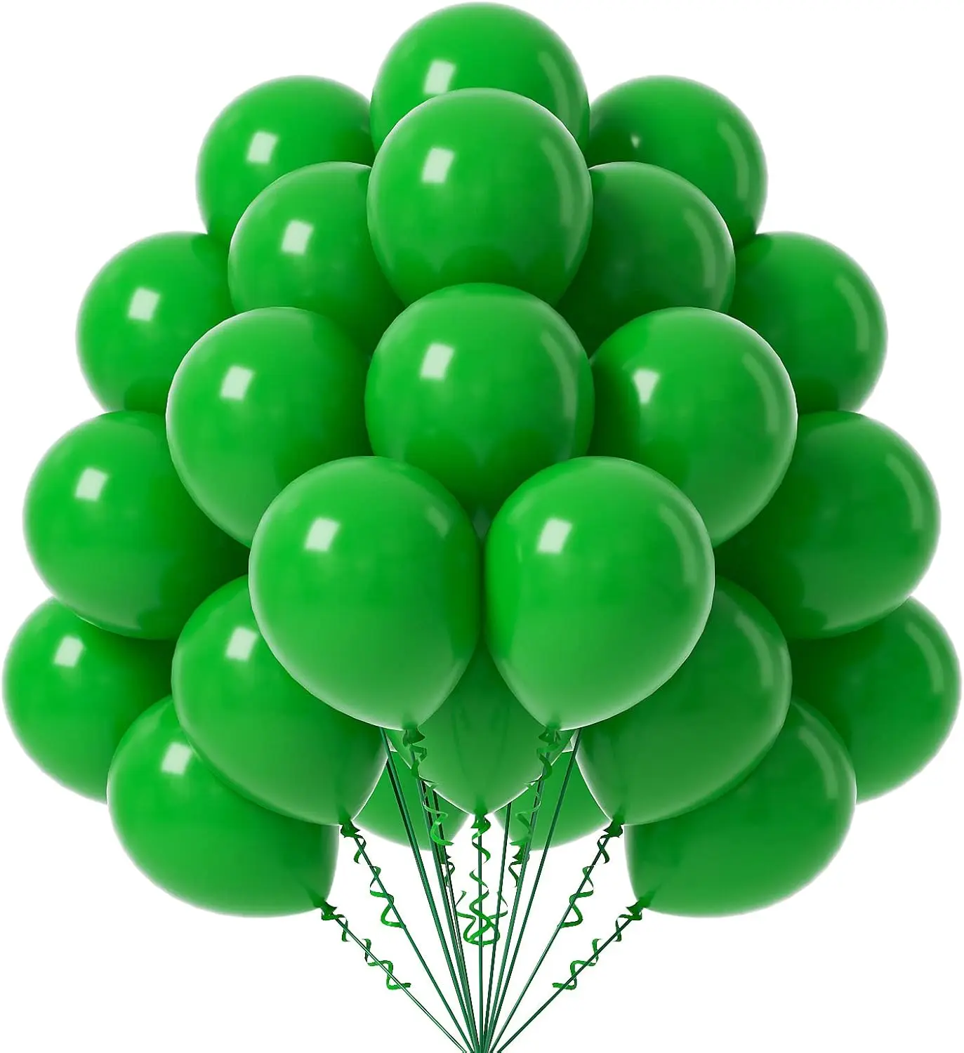 12-Inch Green Latex Party Balloons Set, 50-Pack Helium-Quality Tropical Garland Supplies with Pump for Birthday, Jungle Party Decorations