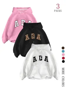 Women's Hooded Sweatshirt Set, Ada Slogan Print, Kangaroo Pocket & Drawstring, Long Sleeve, Casual Summer Wear