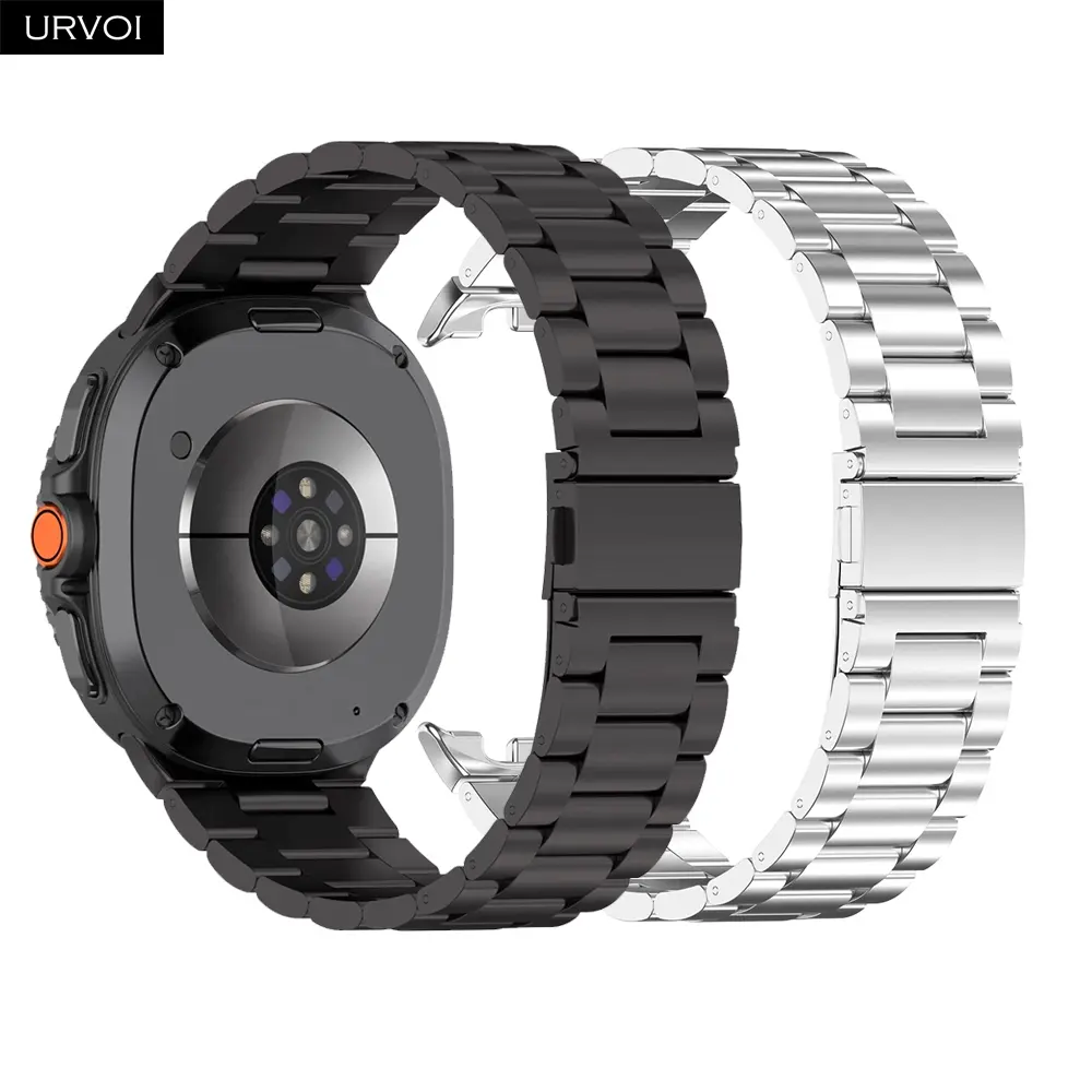 URVOI Stainless Steel Watch Band for Samsung Galaxy Watch 8 & 8 Classic, Modern Design, Easy Replacement, Fits 40mm/44mm/46mm Models easy fit classic style 3 rows strap