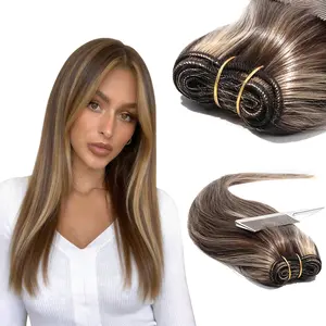 OWNVMOR 4/27Highlight Hair Bundles for Sew in P4/27 Straight Quick Weave Bundles Brazilian Human Hair Highlight Honey Blonde Bundless For Women soft locs