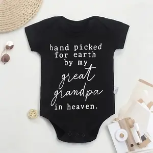 Hand Picked for Earth By My Great  Grandpa In Heaven Bodysuit Newborn Baby,  100% Cotton Baby Onesies “ Letter Print Soft Versatile Round Neck Baby Onesies