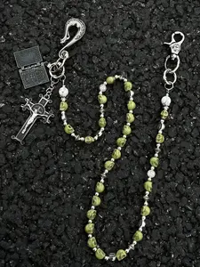 Dark Green Retro American-Style Pants Chain & Belt Chain - Keychain, Gothic Cross Fashion Outfit Accessory, Creepy Keychain