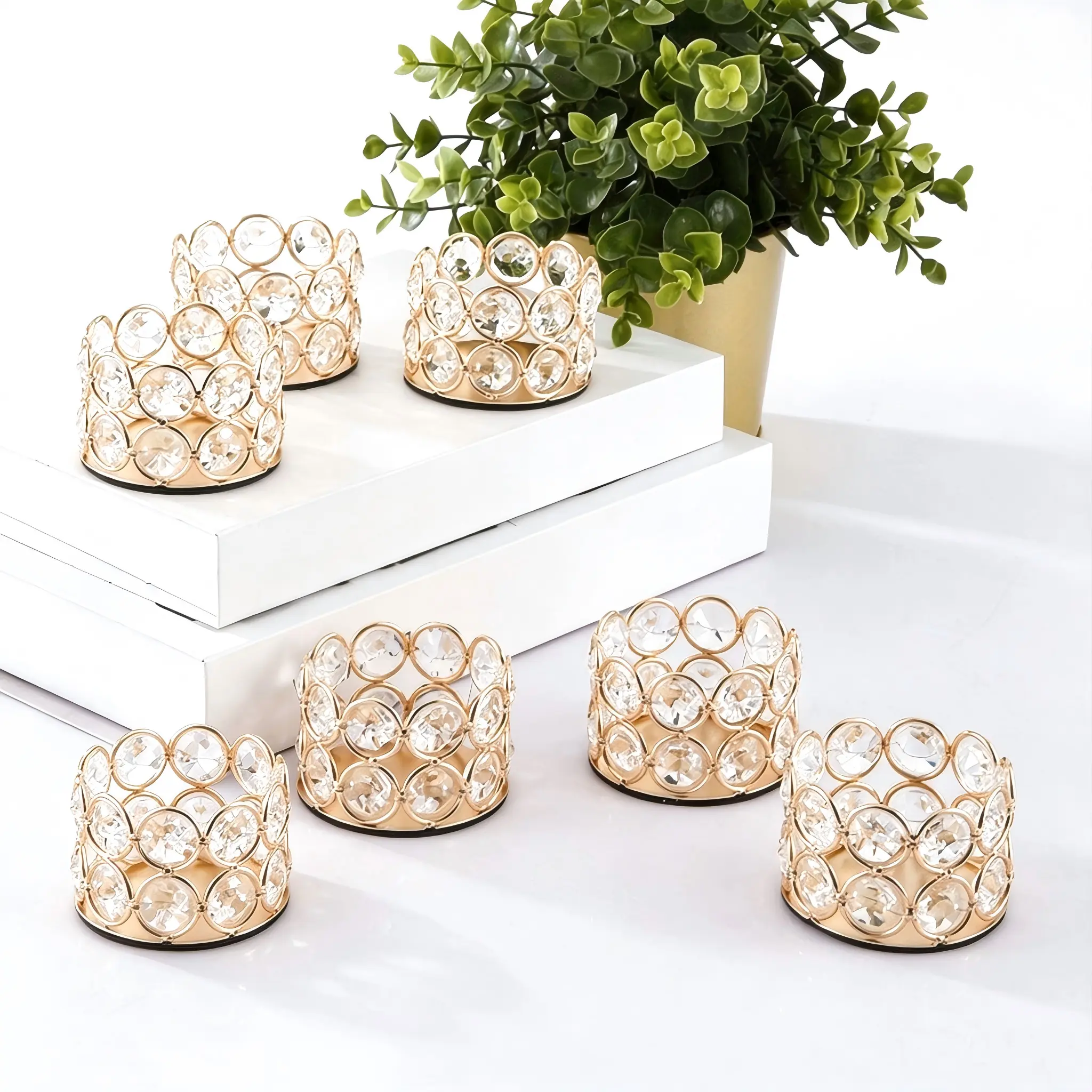 Crystal Tea Light Candle Holders for Wedding | Home Table Centerpiece Decoration,Halloween Christmas Decoration Valentine's Day Gifts