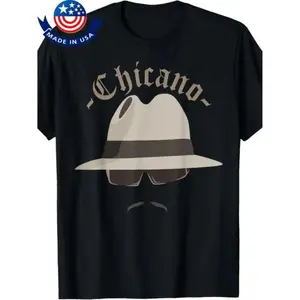[S-5XL]Vintage Chicano Lowrider Graphic Tee With Panama Hat Design In Black Cotton For Casual Retro Style All Year Round #   TikTkSbRRResksk