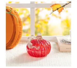 Glitzhome 6"D Fall Harvest Glass Pumpkin with Glitter