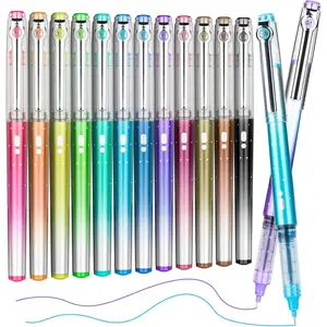 12 Colors Liquid Ink Rollerball Pens For Journaling, 0.5mm Fine Point  Pens, No Bleed and Quick-Dry, Smooth Writing Gel Pens for  Journal and Taking Notes