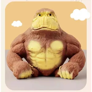 Squishy Monkey Toy - Brown Stretch Gorilla, Stretch Monkey Stress Relief Toy, Novelty TikTok Gorilla Squeeze Toys, Funny Splat Monkey Sensory Stress Toy for Anxiety Women Men Kids