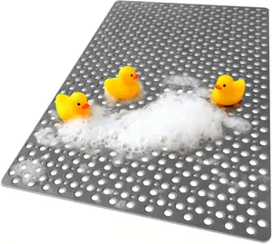 Extra Large 47 x 32 Inch Non Slip Shower Mat for Inside Shower, Soft TPE Bathroom Mat with Suction Cups and Drain Holes, Machine Washable Easy to Clean Shower Floor Mat