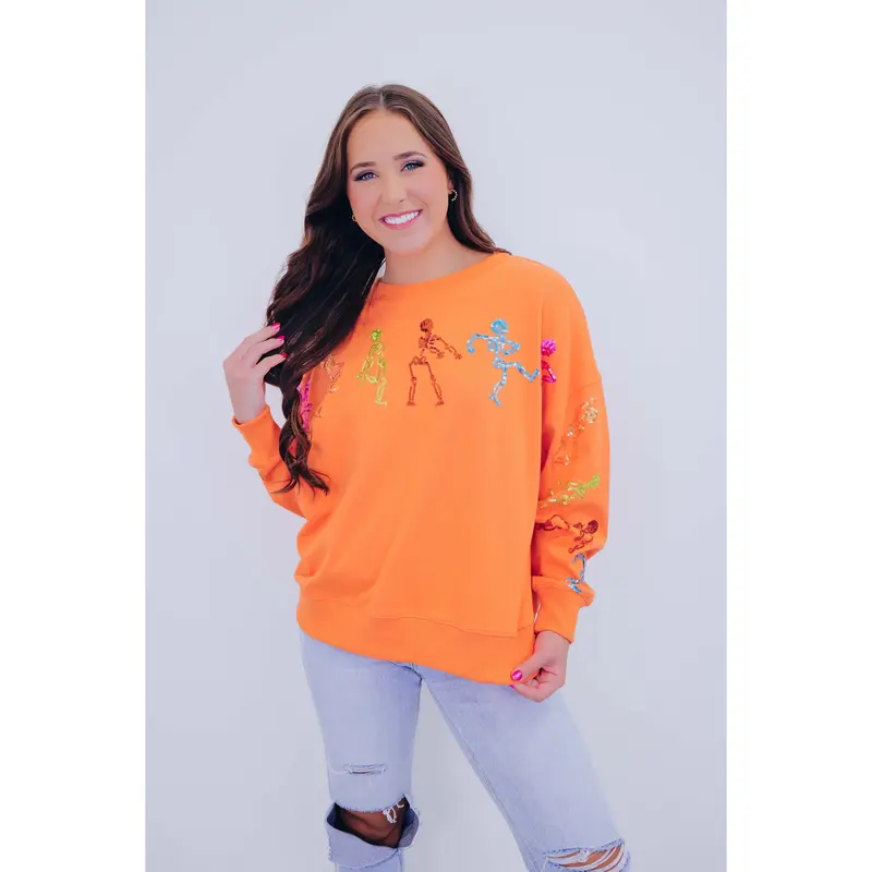 Dancing Skeleton Sequin Embellished Sweatshirt - 3 Colors