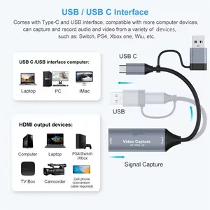 USB 3.0 Video Capture Card Compact, Supports 4K HDMI and USB 2.0 Type-C, Ideal for Gaming Streaming Switch/xbox/ps5/ps4, Model Xinghao