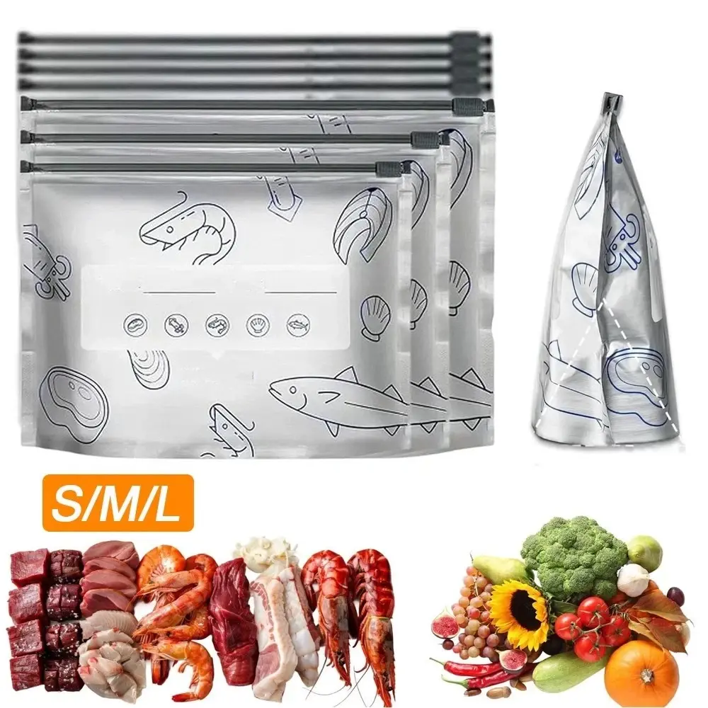 30/60/90Pcs Reusable Aluminum Foil Sealable Storage Bags Freezer Safe Slider Food Containers