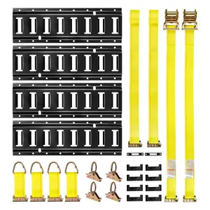 VEVOR E-Track Tie-Down Rail Kit, 4 Pack 1.3 ft E Tracks Set, 21 Pcs Includes 2 Ratchet Straps 4 O-Rings 4 Tie-Offs with D-Ring 2 Single Slots 8 End Caps 1 Bag, Fit for Garages Vans Trailers
