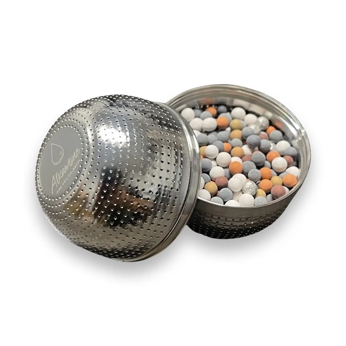 pH On-The-Go Portable Ball Water Filter - Alkaline Mineral Pouch Filter in Stainless Steel Ball for Water Bottles, Flasks, Jugs, Pitchers, Container - High pH Water Alkalizer for Pure Drinking Water Alkamine Shop