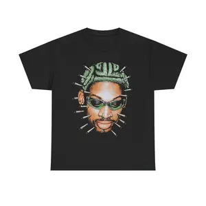 [ ✨ 100% Cotton] Vintage Rodman Inspired Graphic Shirt, Hip Hop Rap Tee, Basketball Y2K Tee Shirt, Retro Baller 90's Classic Casual Cotton Menswear T-Shirt Top Comfy Streetwear Shortsleeve Day Oversized
