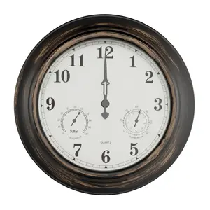 Pure Garden 18" Indoor Outdoor Wall Clock Thermometer