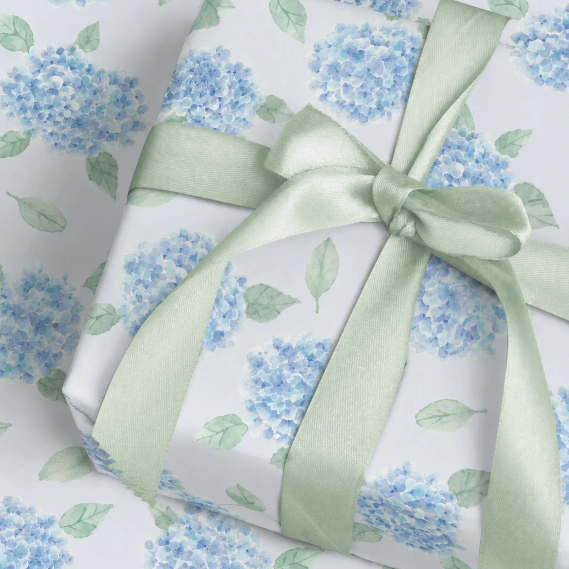 Blue Hydrangea Wrapping Paper Gift Packaging Floral Wedding Present Gift Wrap Elegant Flower Print Luxury Gift For MoM Watercolor Flower