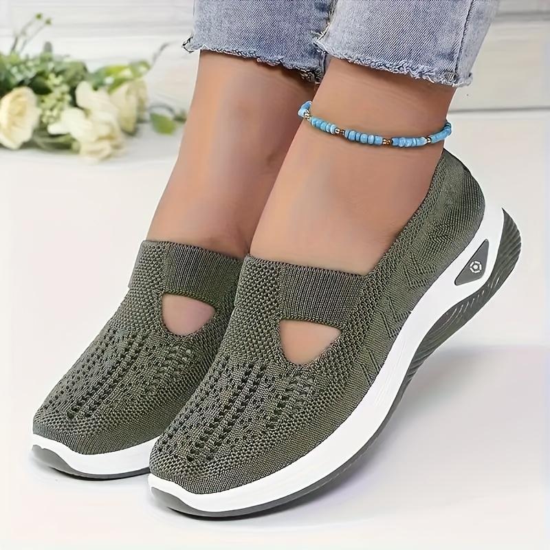 Rain Core | Olive Green Slip-On Sneakers for Women - Ultra Breathable Perforated Design |   Lightweight EVA Sole & Soft Fabric Upper, All-Day Comfort for Casual Wear