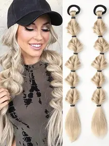 Bubble Ponytail Wig Synthetic Braided Extensions, Hair Ties & Hair Band Included, Ideal for DIY Daily Wear, Versatile Hairpiece Accessory