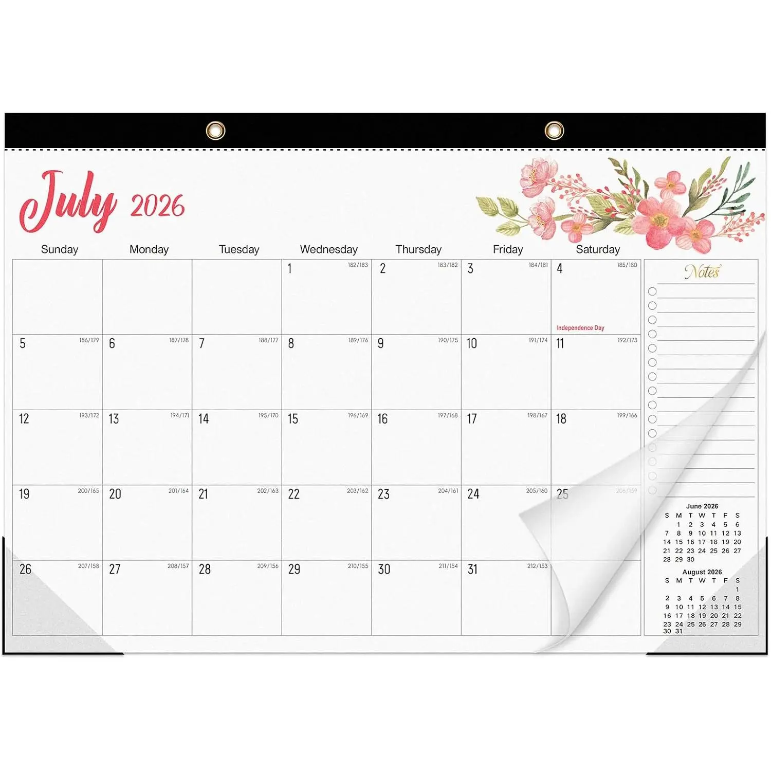 Desk Calendar 2026-2027, 18 Months Desktop Calendar from July 2026 to December 2027, Large 17" x 12" Wall Calendar with Julian Dates, Desk Planner for Home School Office Desktop