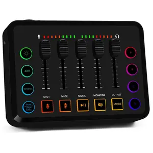Gaming Audio Mixer with RGB Lighting, XLR Microphone Interface for Clear Sound Quality, Ideal for Gaming & Podcasting Setup, Podcast Equipment