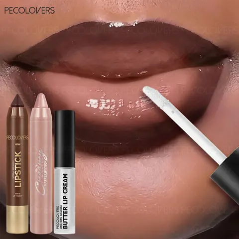 【Black Friday】3-Pcs Glossy Lip Set, Lip Liner & Lipstick & Lip Oil, Nourishing & Non-Sticky, High Shine Lip Kit