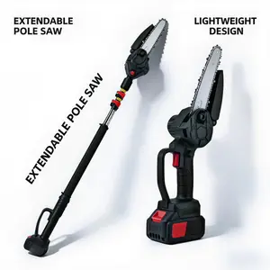 2-in-1 electric pole saw, adjustable telescopic design, powered tree trimmer, suitable for wood cutting and trimming, lightweight handheld chainsaw, can be used with a telescopic pole for high-altitude work