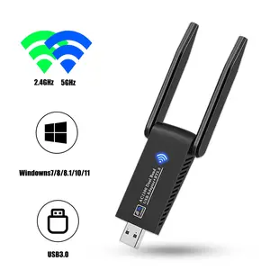 WiFi USB Adapter AC1300, Dual Band 5.8GHz/2.4GHz Wireless Network Dongle with 5dBi High Gain Antenna, 1300Mbps USB 3.0 WiFi Adapter for PC Desktop Laptop, Supports Windows and Mac OS