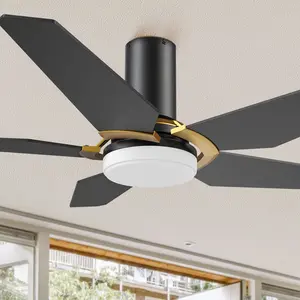 Voyager Pro Outdoor Flush Mount Smart Ceiling Fan with Led light remote 48 inch