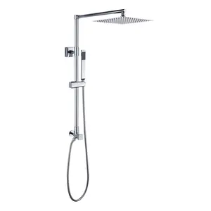 Polaris Lux Shower Set - 10" Square Rain Showerhead with Handheld Shower & Height Extension