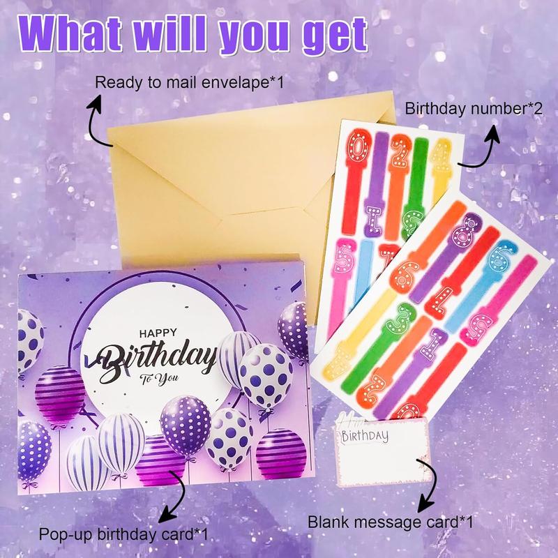 Musical 3D Pop-Up Birthday Card with Lights & Fireworks Cake – Sings 'Happy Birthday', Includes DIY Age Numbers + Envelopes | Perfect Gift for Women, Men, Mom, Dad, Kids & Teens