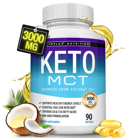 Keto Mct Oil Supplement - Mct Oil Capsules sourced from coconut Essential Daily Fuel 90 Softgels