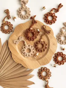 Macrame Flower Car Charm - Rear View Mirror Hanger - Essential Oil Diffuser & Air Freshener - Boho Car Accessory