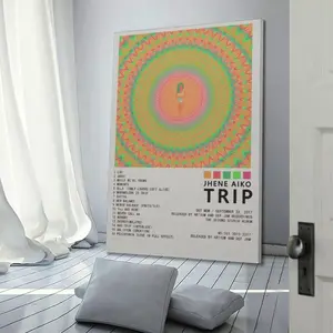 Jhené Aiko Canvas Painting Oil Painting Wall Art Canvas Poster Decorative Painting Corridor Decoration Home Ornaments Photo Colorful Designs Home Decore House