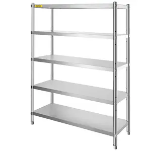 VEVOR Stainless Steel Shelves 48x18.5 Inch 5 Tier Adjustable Shelf Storage Unit Stainless Steel Rack Shelving Heavy Duty Shelving for Kitchen Commercial Office Garage Storage 330lb Per Shelf
