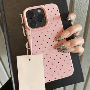 Pink Polka Dot Phone Case For iPhone 13 Case iPhone 15 17 14 11 12 16 Pro Max 17 Air Candy Color Lichee Pattern Silicone Cover