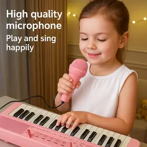 Portable Electronic Piano, Digital Pianos, 37 Key Digital Keyboard with Music Stand and Microphone, Ideal Gift for Boys and Girls