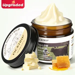 PICKTRIP Beef Tallow Honey Balm - 80% Grass-Fed Beef Tallow, 18% Honey & Beeswax, Vitamin E Moisturizer for Soft, Smooth Skin, Nourishing Comfort