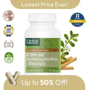 Upbe Ashwagandha & Bacopa for Stress, Focus & Hormonal Health, 60 Vegan Capsules, KSM-66 with Bacopa & Milk Thistle