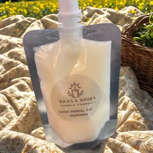 Wicks & Wishes Candle Company Lemon Verbena 3 oz Squeezable Soy Wax Candle for Aromatic Home Fragrance