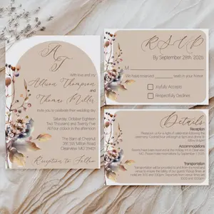 Boho Fall Wedding Invitation Suite, Wedding Invite Suite