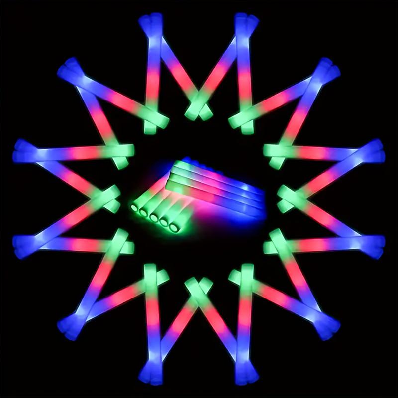 MICRENCY A LED Sponge Party Glow Stick Multicolor with 3 Flashing Modes for Night Light Party Supplies Ideal for Holidays Gaming Birthdays Events Concerts Outdoor Activities and Party Decorations Gifts Lightweight 14.6 inches