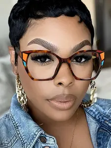 Trendy Fashion Tortoiseshell Print & Colorblock Eyeglasses, Casual Square Frame Eyeglasses for Work, Daily Clothing Decor, Perfect for Students Daily Use, Stylish Trendy Eyewear