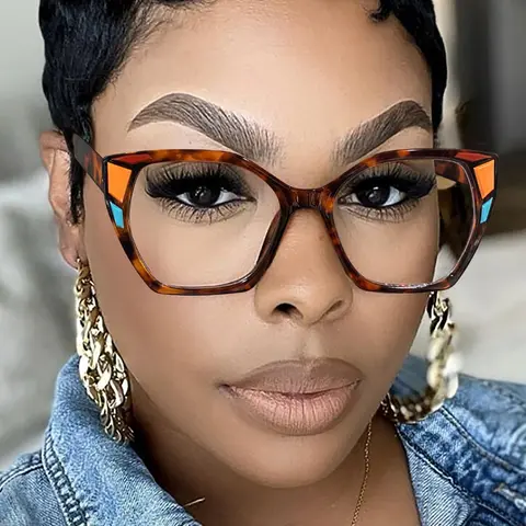Trendy Fashion Tortoiseshell Print & Colorblock Square Frames Eyeglass, Fashionable Frames Glasses, Casual Square Frame Eyeglasses for Work, Daily Clothing Decor, Perfect for Students Daily Use, Stylish Trendy Eyewear