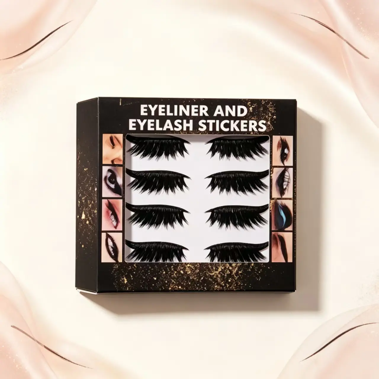7-Color 3D Glitter Self-Adhesive Eye Makeup Stickers Set - Glue-Free Eyeliner False Lash Patches, Sparkly Eyeshadow Decor for Party Wear & Daily Use, Handheld Mirror Included, Luxury Cosmetic with Refill Container, Creative Duoface Design, Brush Cleaner,,