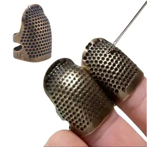 4Pcs Adjustable Metal Copper Sewing Thimble, Anti-slip Finger Protector Shield Ring, Durable DIY Handcraft Accessory, Universal Sewing Tool for Quilting Embroidery Needlework Craft Projects