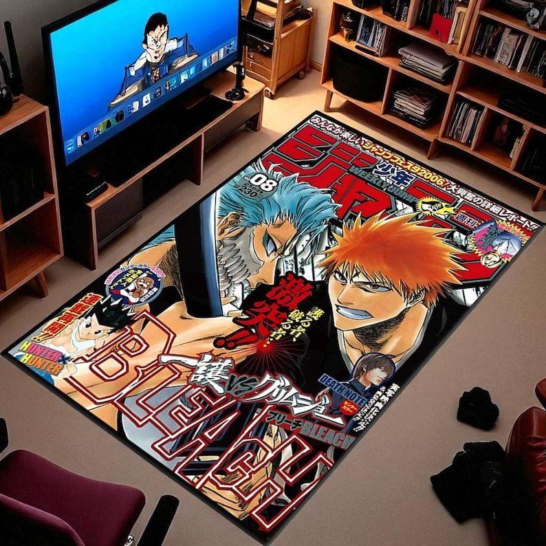 Bleach Manga Cover Rug- Colorful Anime Floor Carpet- Washable Non Slip- Gaming Room, Hobby Space, Collector Decor- Ichigo vs Grimmjow Scene mouse pad mouse pad