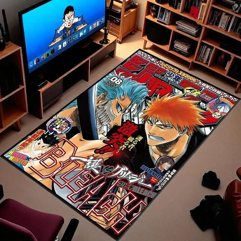 Bleach Manga Cover Rug- Colorful Anime Floor Carpet- Washable Non Slip- Gaming Room, Hobby Space, Collector Decor- Ichigo vs Grimmjow Scene mouse pad mouse pad